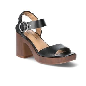 NWB Black Leather Platform Sandals Sz 7.5